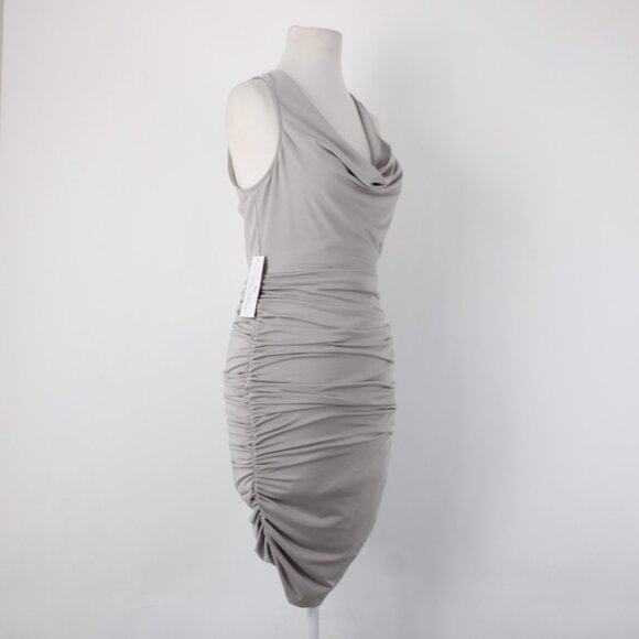AX Paris Dress Sz 8 Silver Ruched Body Con Lined Polyester Elastane Dress - Picture 6 of 13